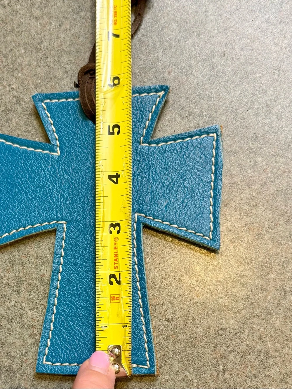 Turquoise Leather Cross with Hanger